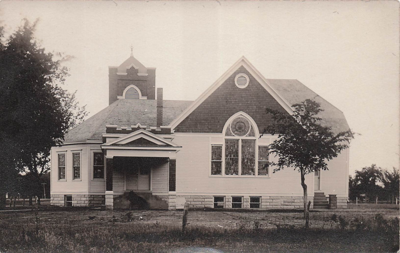 Neosho Falls Kansas Methodist Church Woodson County Real Photo Postcard