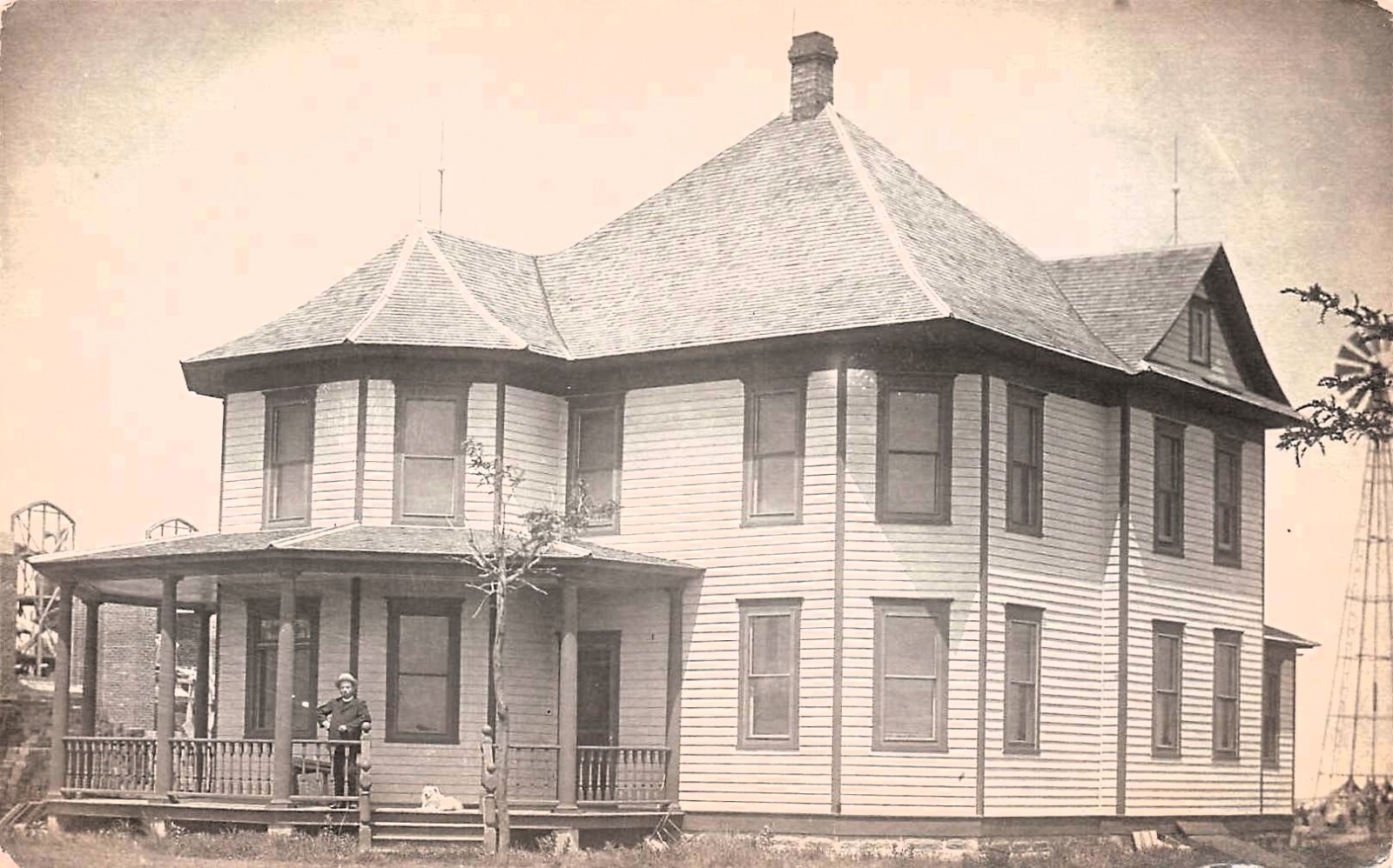 Neosho Falls Kansas Woodson County Home Real Photo Postcard
