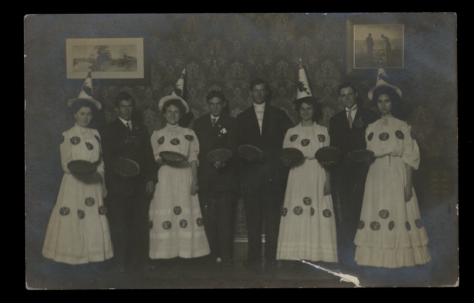 Iowa Halloween Pumpkin Costumes 1908 Real Photo Postcard