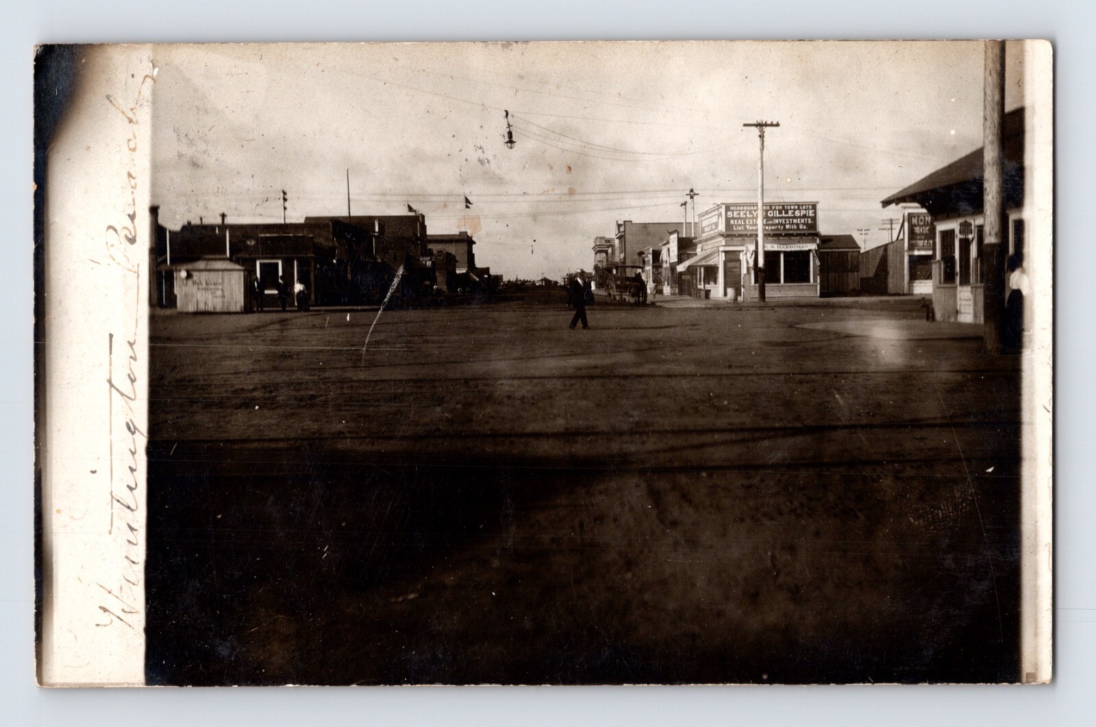 Huntington Beach California Downtown 1908 Real Photo Postcard