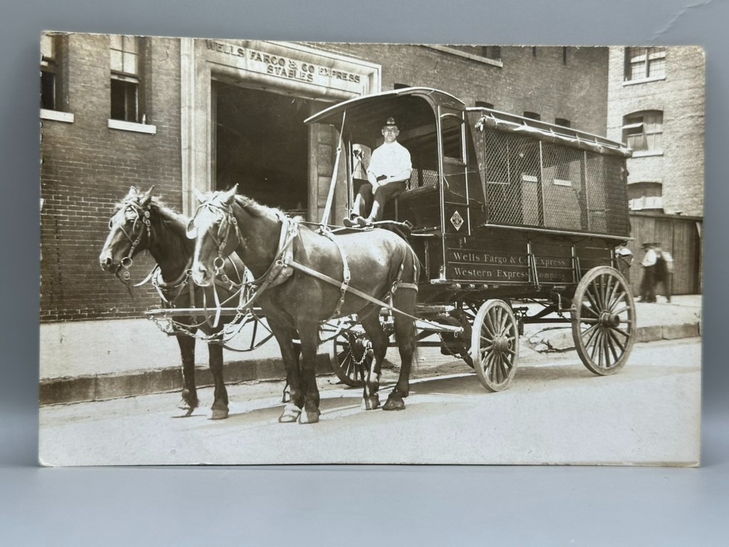 Wells Fargo Express Horse Stables Wagon 1910 Real Photo Postcard