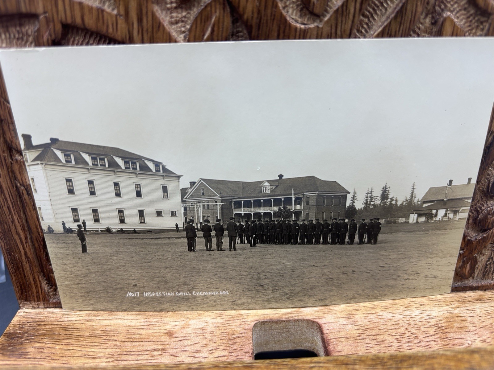 Chemawa Oregon Indian School Inspection Drill 1909 Real Photo Postcard