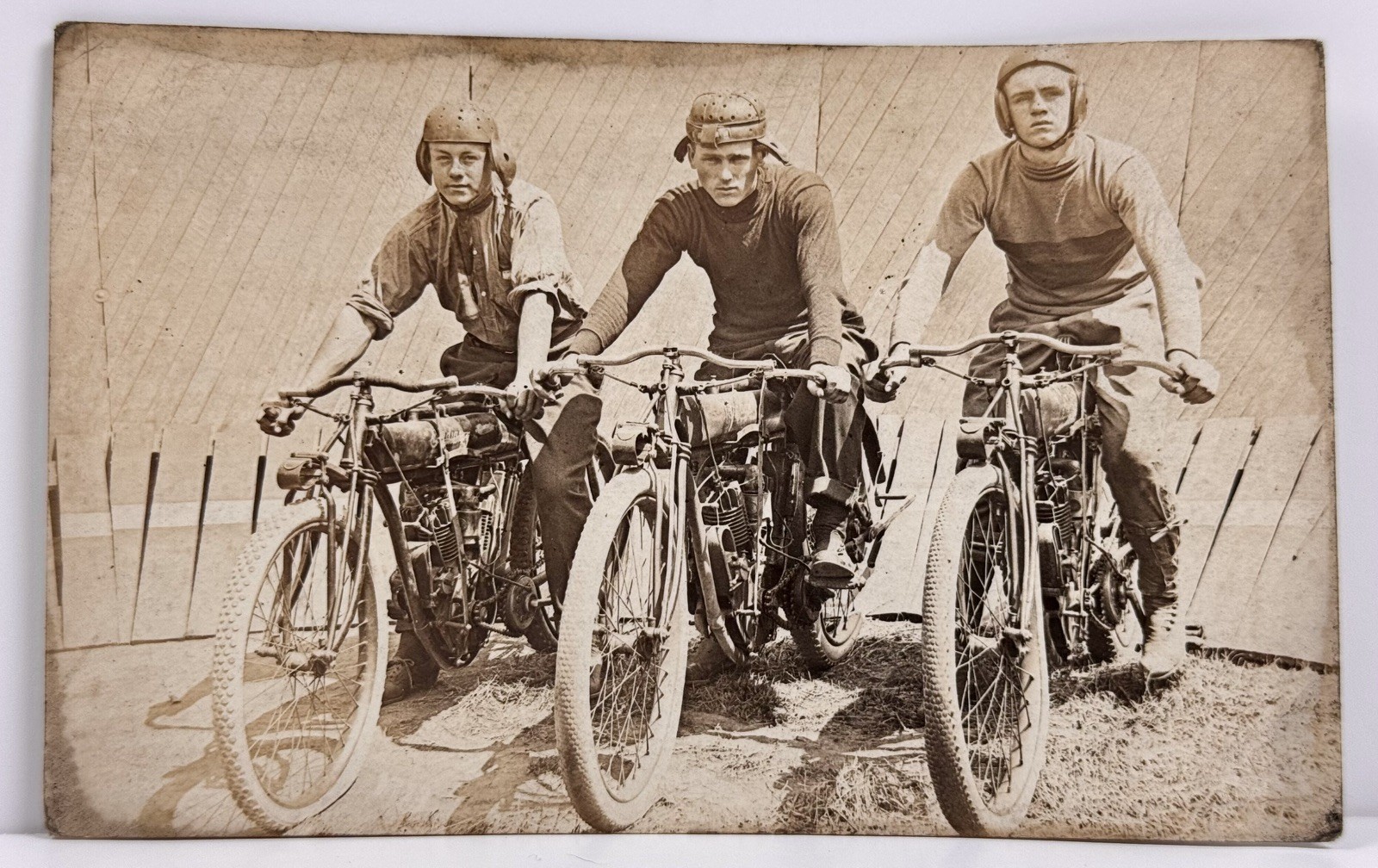 Motorcycle Motorcyclist Circus Carnival Act 1915 Real Photo Postcard