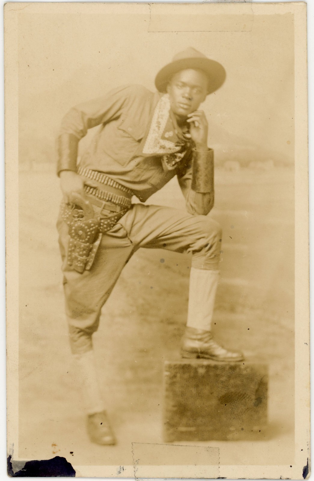 Thomas Campbell African American Cowboy Portrait Real Photo Postcard