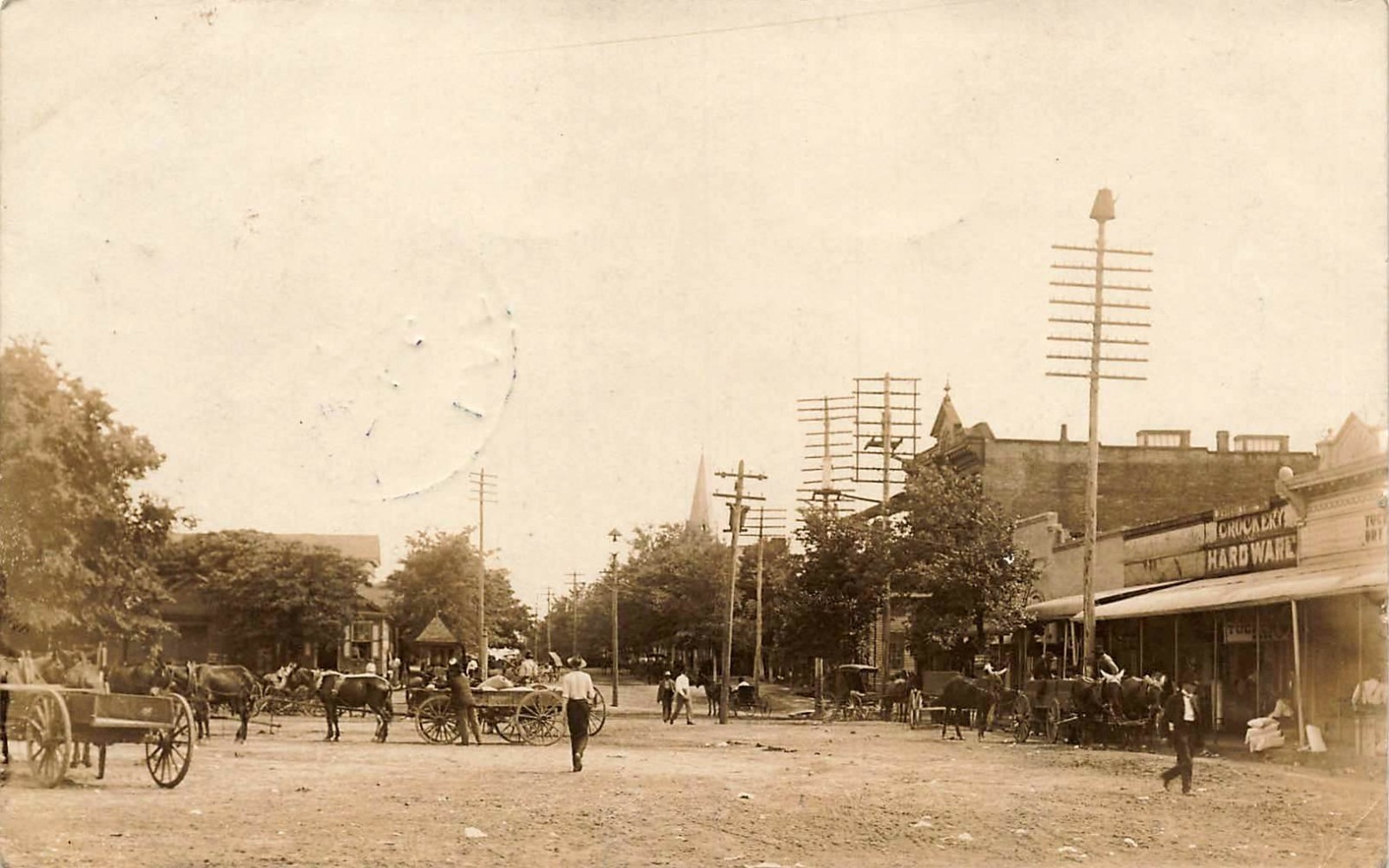Lafayette Alabama Train Depot with Folks and Horse Buggies 1908 Real Photo Postcard