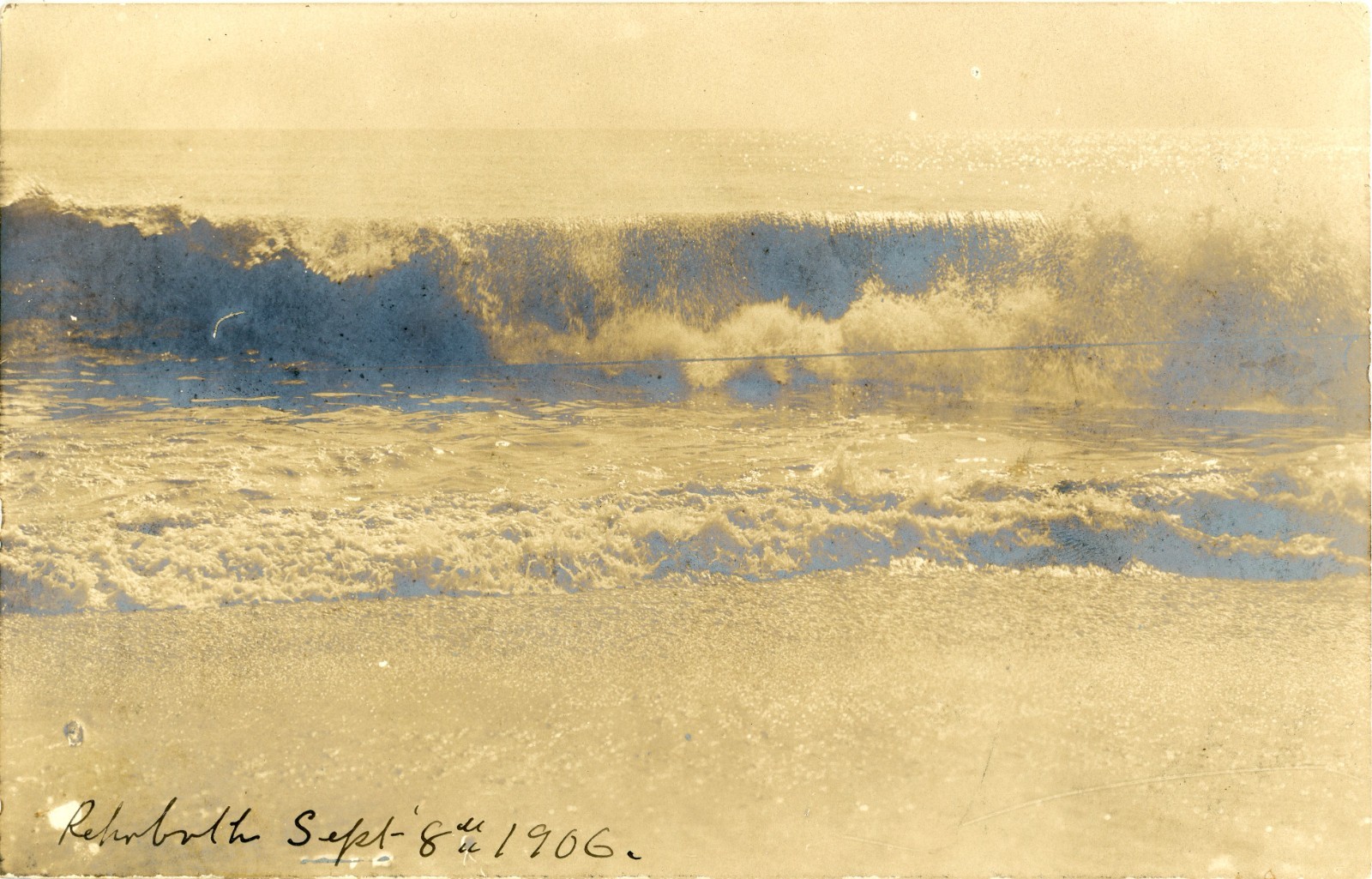 Rehoboth Beach Delaware Ocean Waves 1906 Real Photo Postcard