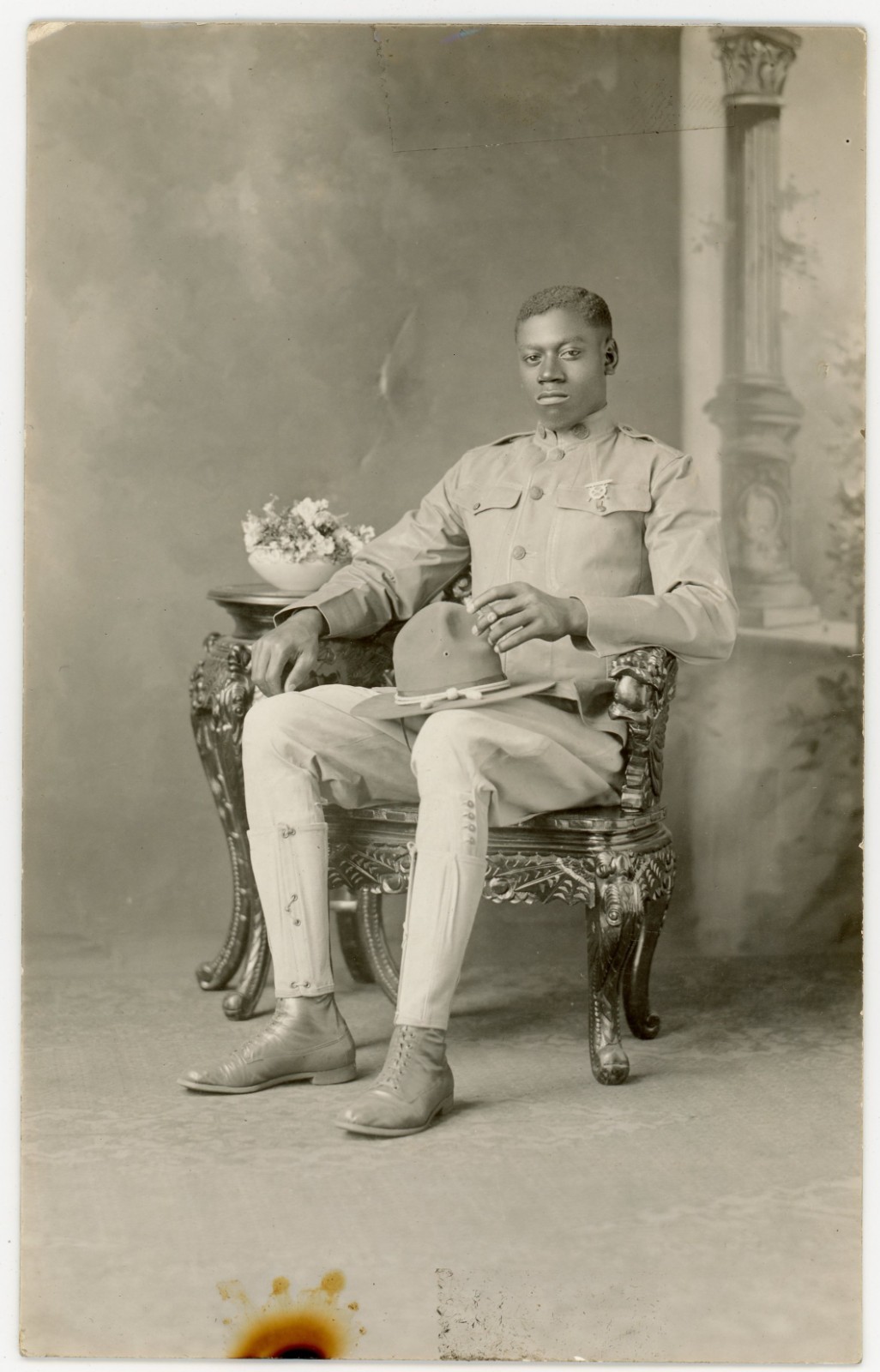 African American United States Army 25th Infantry Buffalo Soldier Portrait Real Photo Postcard