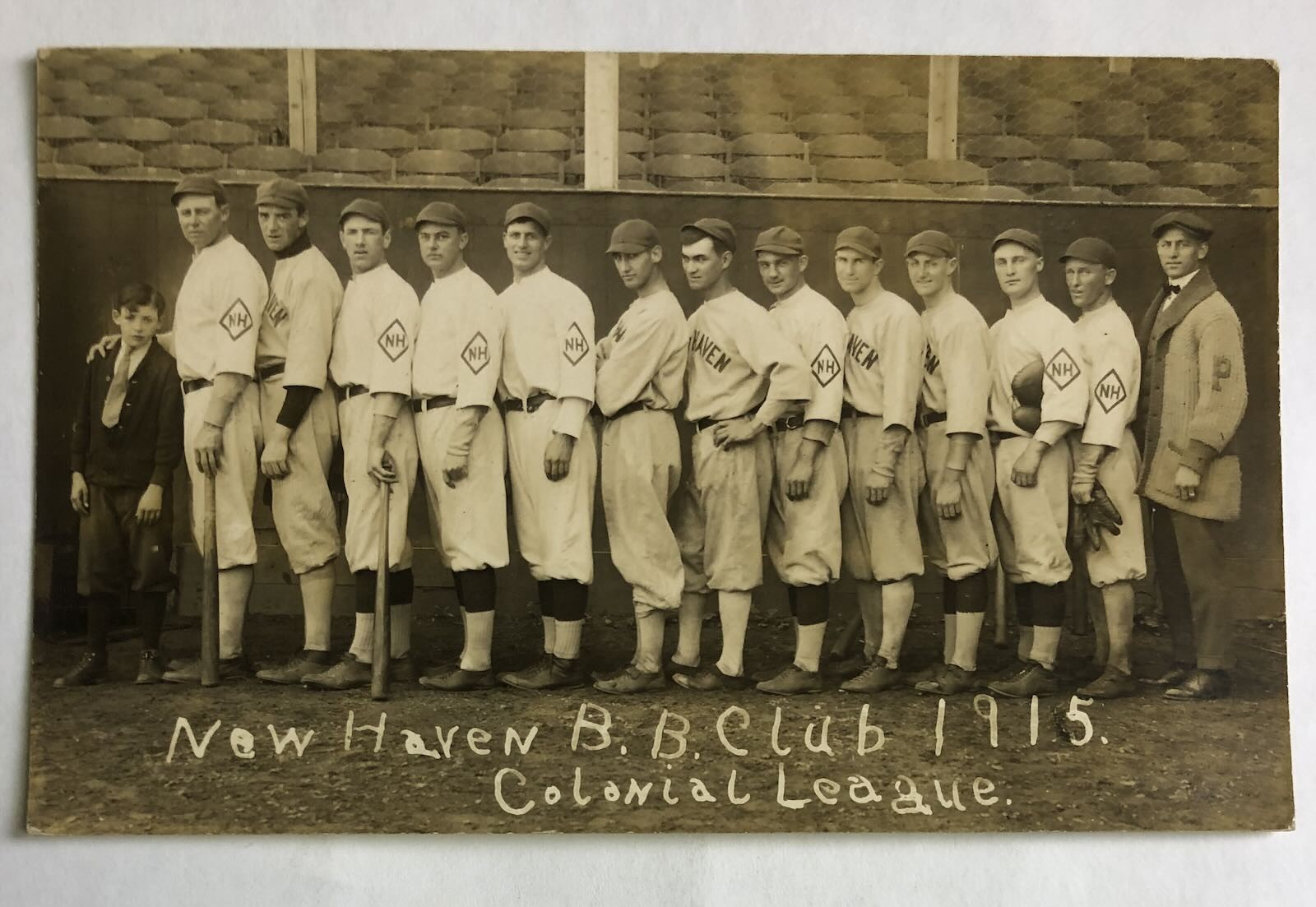 New Haven Connecticut Colonial League Baseball Club 1915 Real Photo Postcard