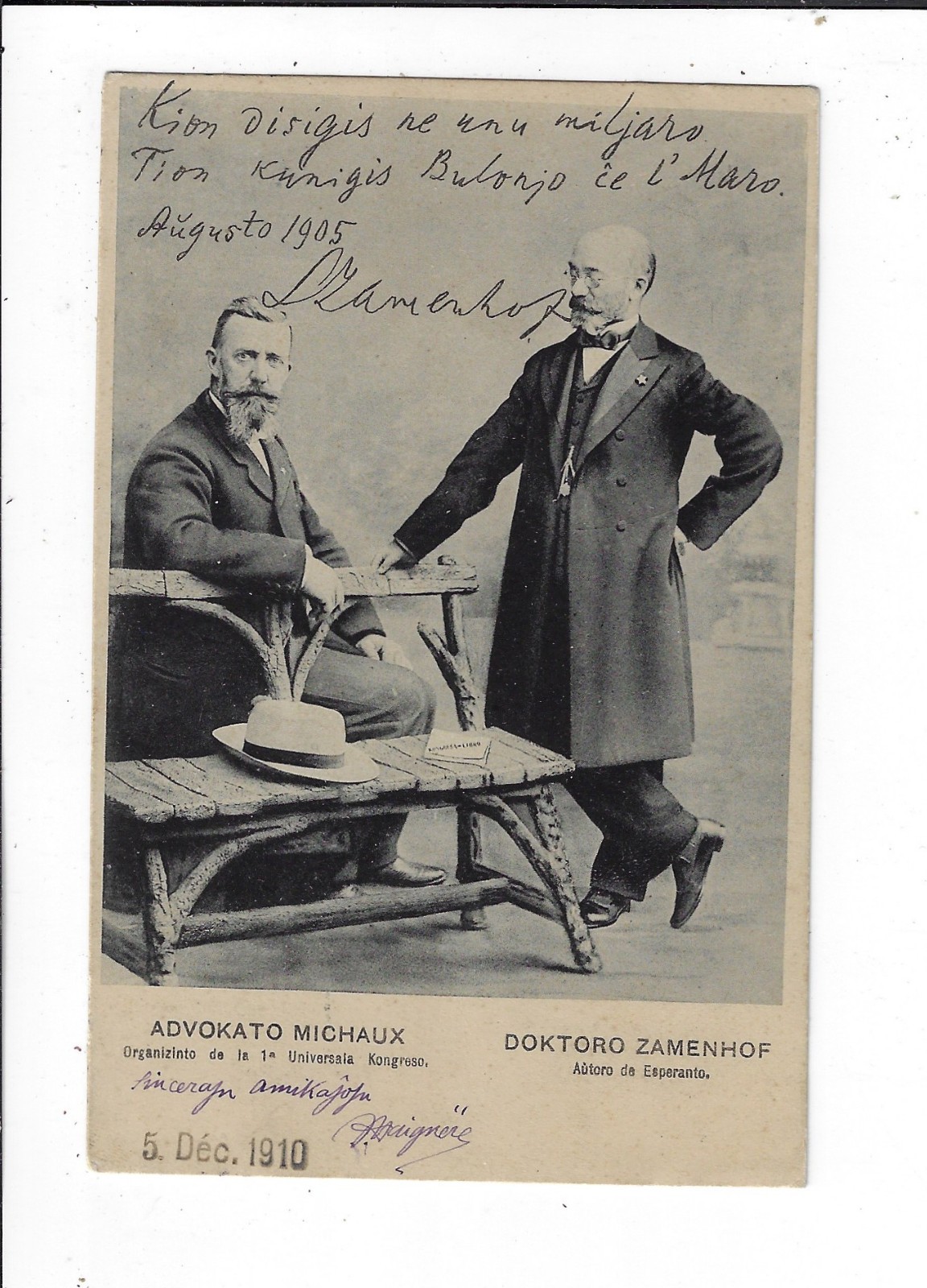 First Esperanto Conference Signature of Dr Zamenhof 1905 Real Photo Postcard