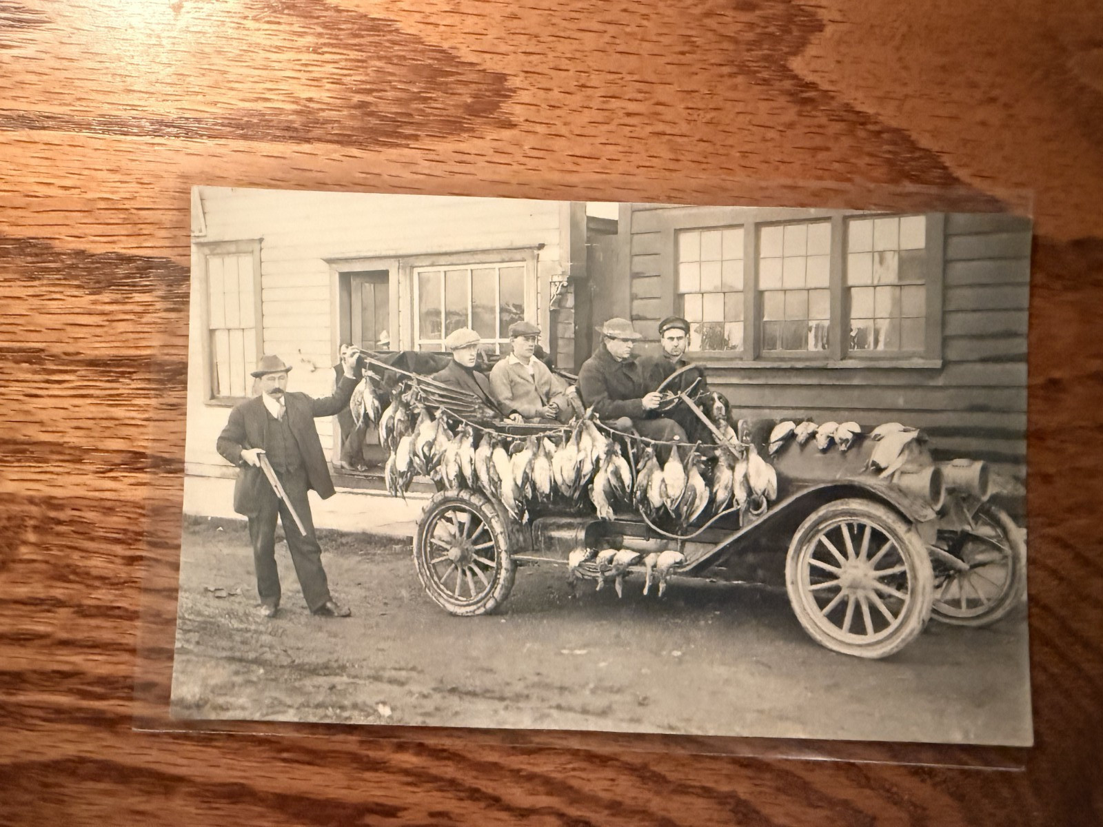 Duck Hunters With Vintage Automobile Duck Hunting Real Photo Postcard