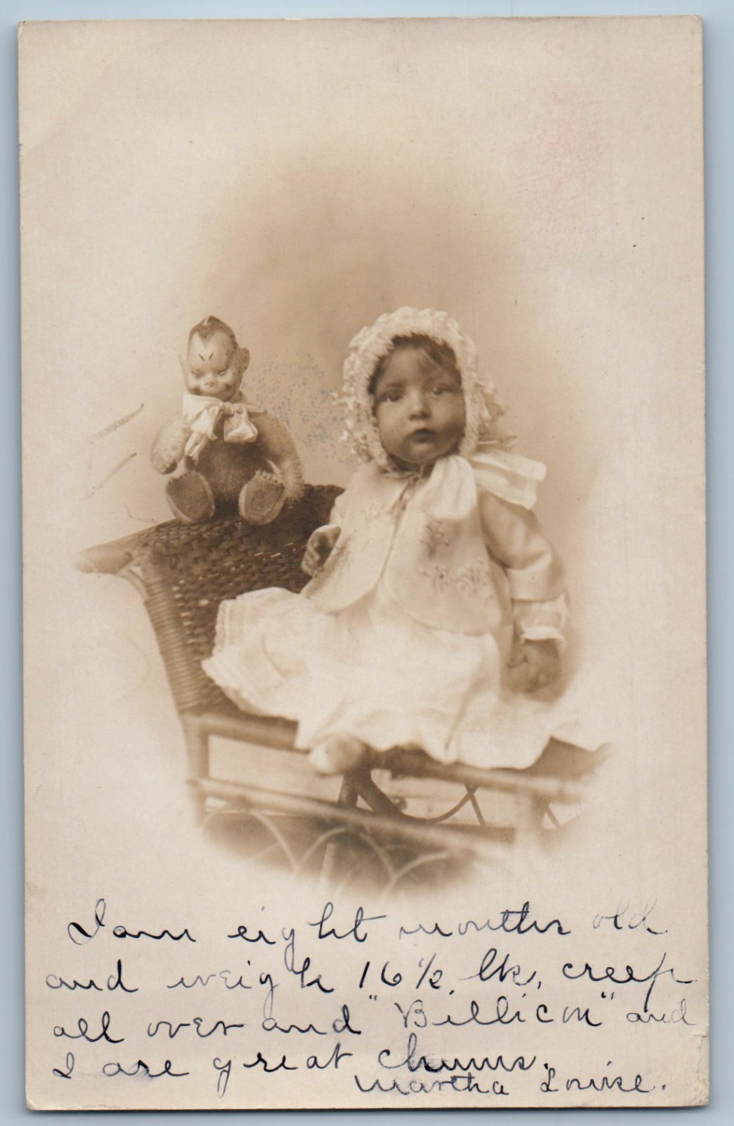 Atlanta Georgia Little Girl With Billiken Toy Doll 1909 Real Photo Postcard