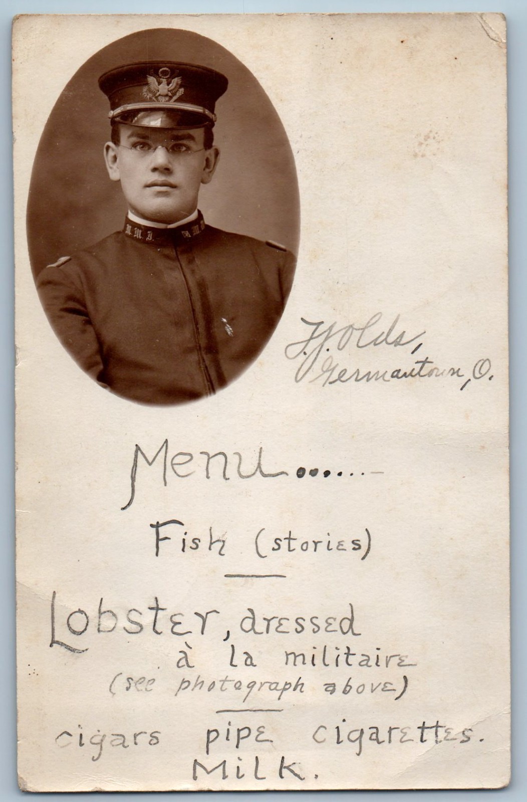 Germantown Ohio Miami Military Institute Soldier 1905 Real Photo Postcard