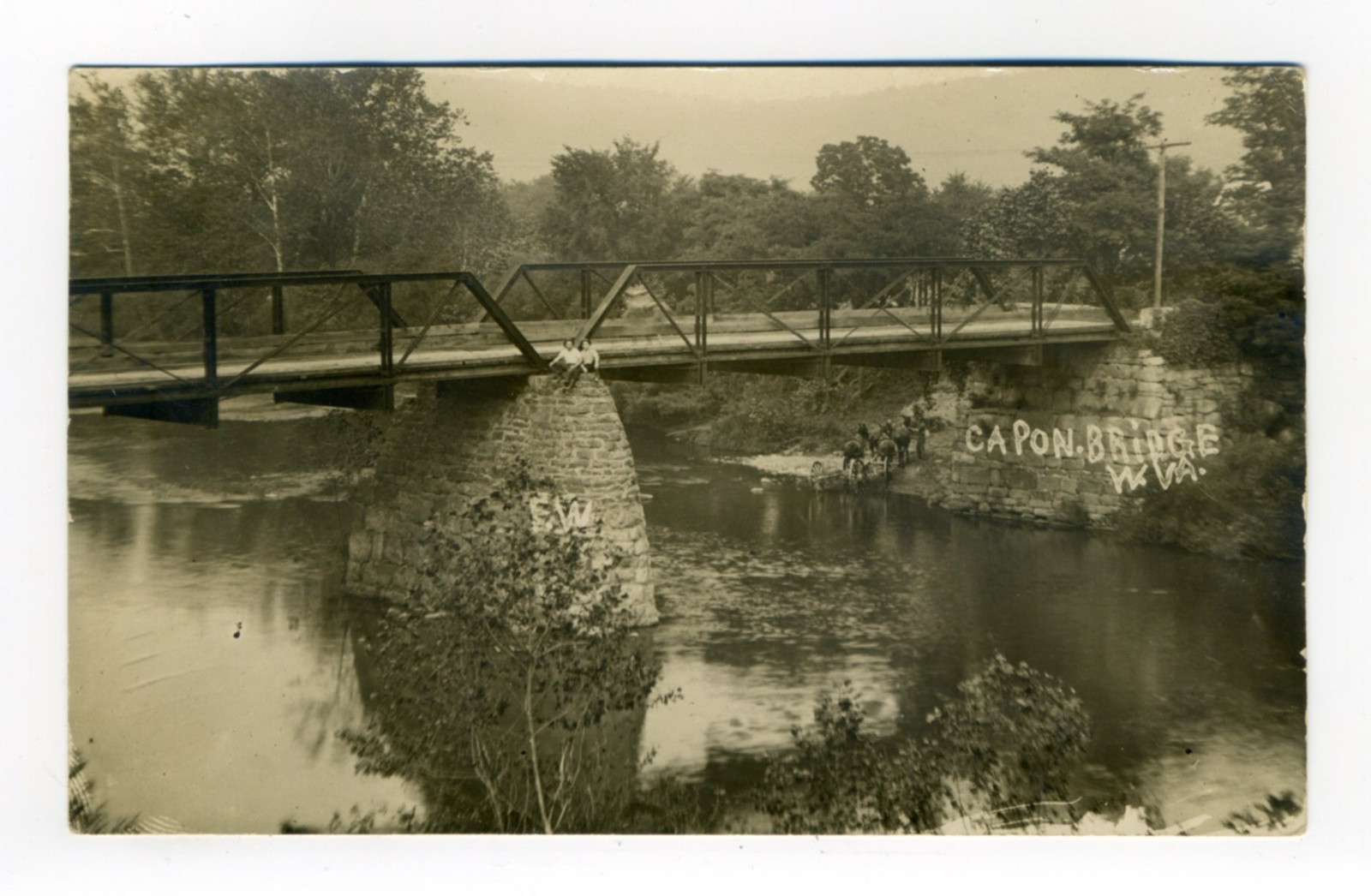 Capon Bridge Hampshire County West Virginia Tiny People Horse Team 1910 Real Photo Postcard
