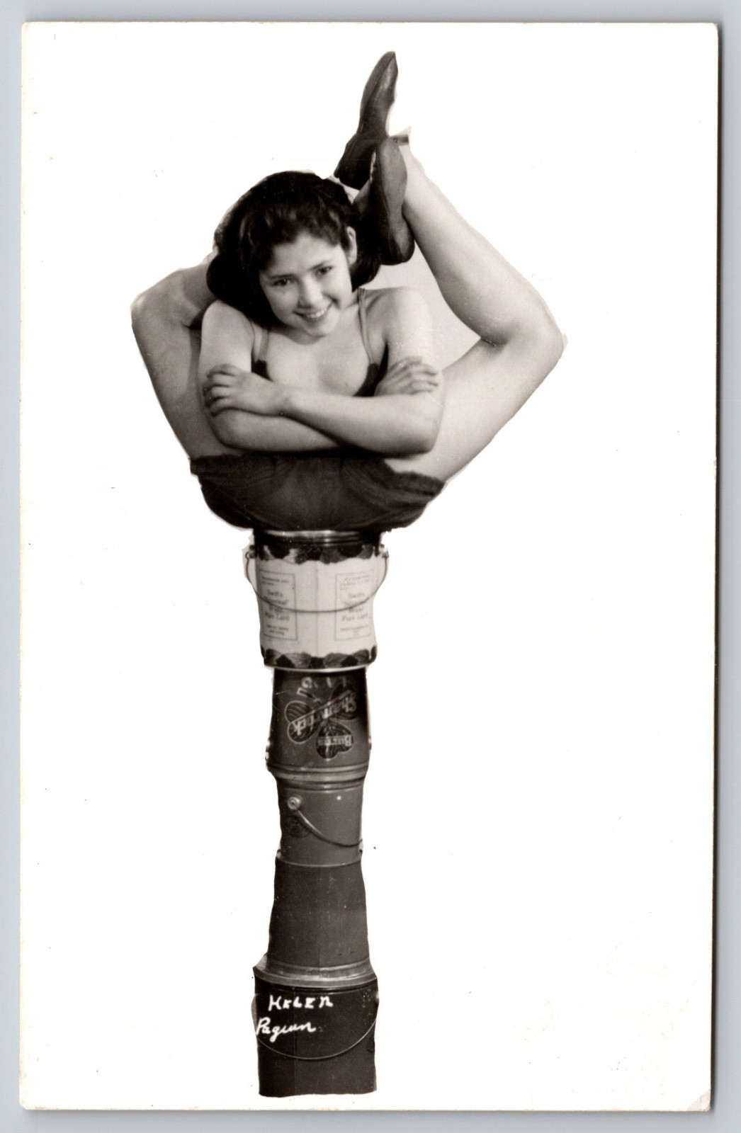 Helen Paquin Canadian Vaudeville Child Performer Contortionist Real Photo Postcard