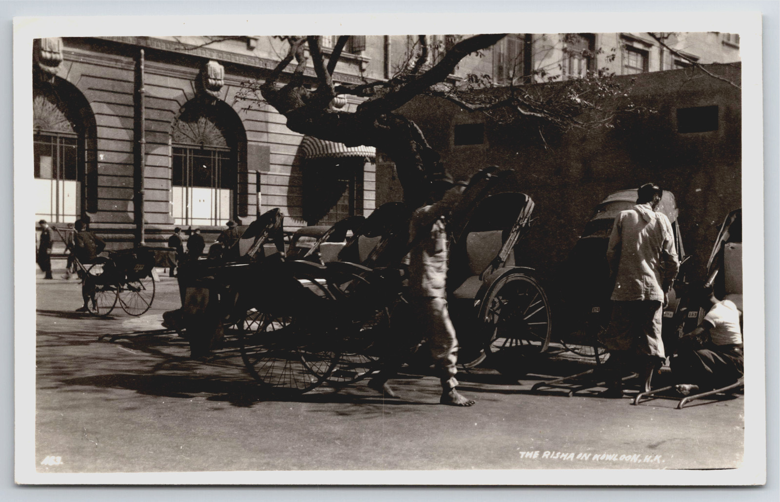 Kowloon Hong Kong Street Rickshaw Puller Real Photo Postcard