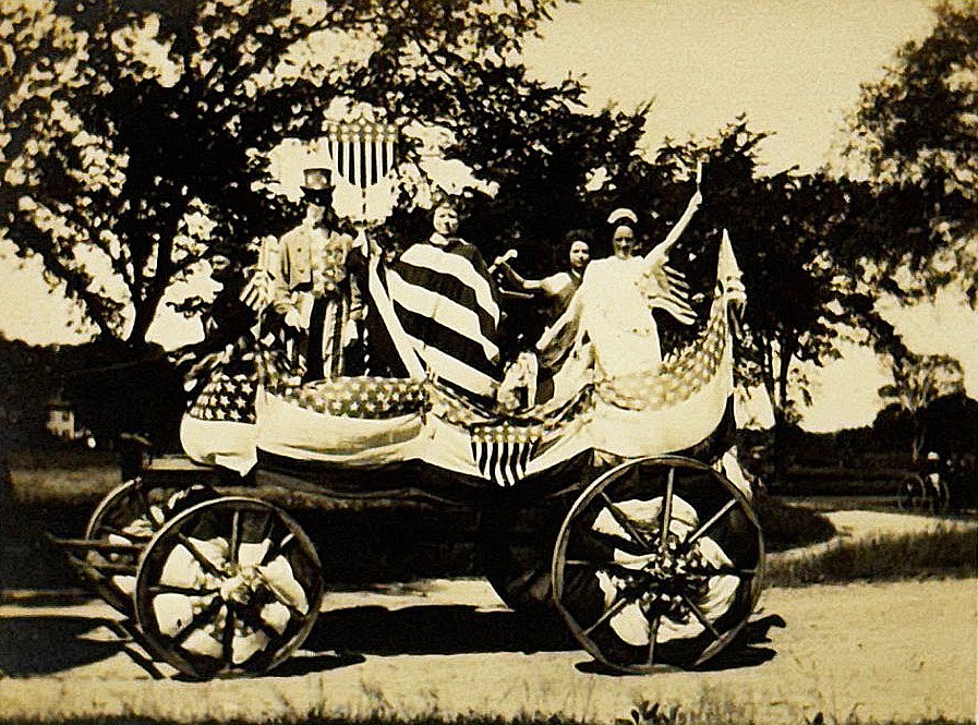 Uncle Sam And Lady Columbia Patriotic July 4th Parade Float 1900-1910 Real Photo Postcard