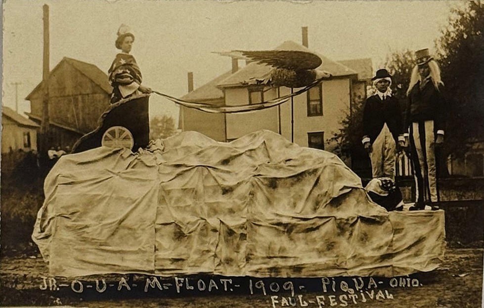 Patriotic Parade Float Uncle Sam Lady Liberty Eagle Real Photo Postcard