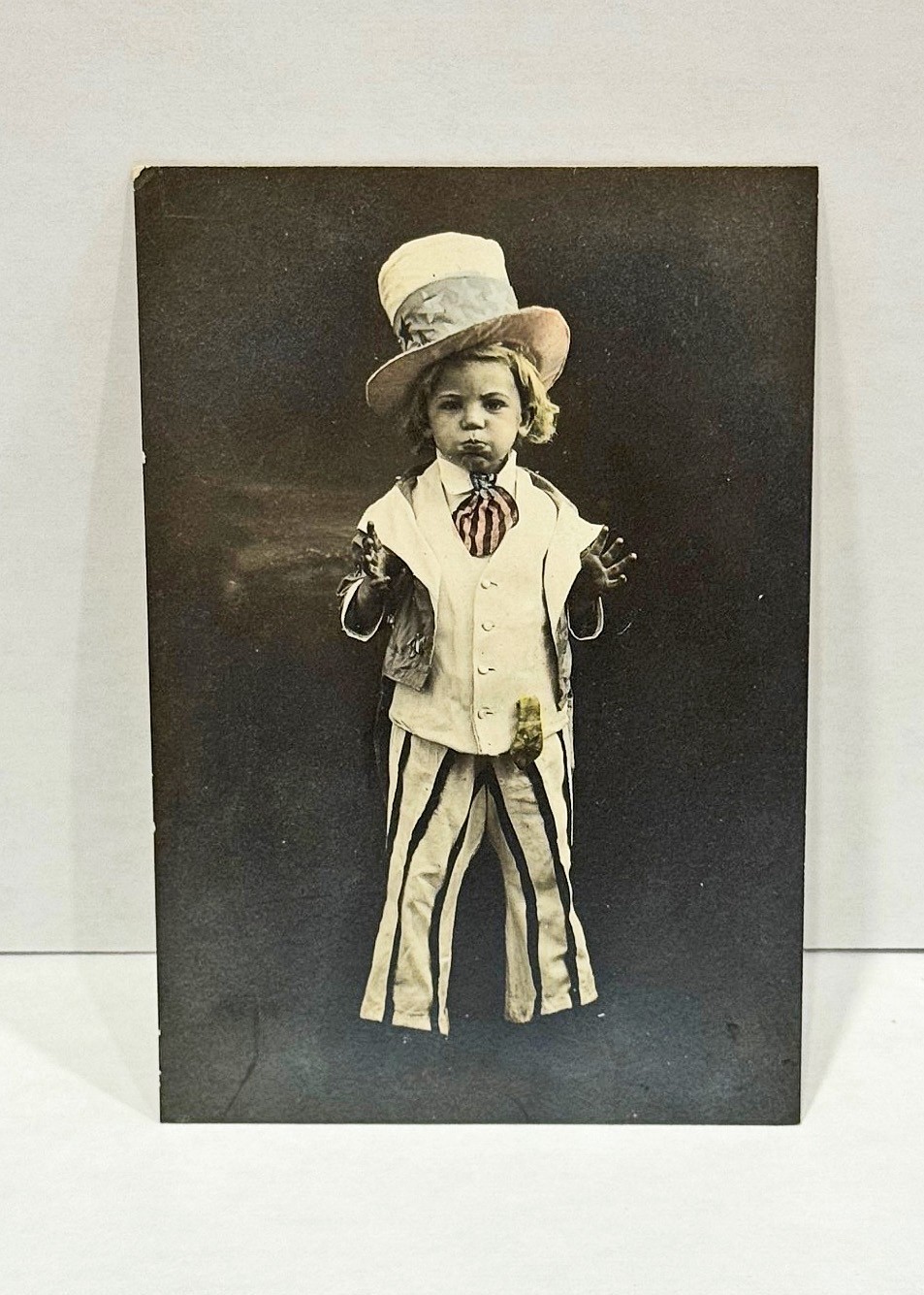 Colorized Child Minstrel Uncle Sam 1900 Real Photo Postcard