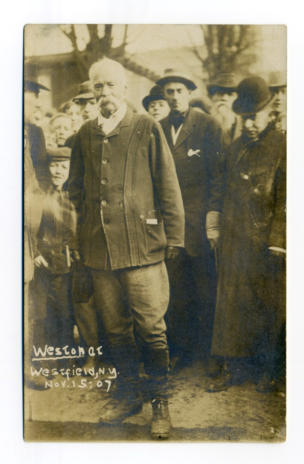 Westfield New York, Edward Payson Weston Pedestrian, 1907 Real Photo Postcard