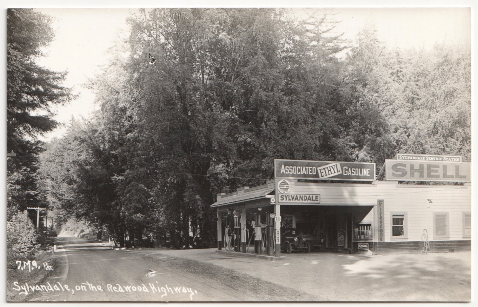 Sylvandale Service Station Redwood Highway Humboldt County California Real Photo Postcard