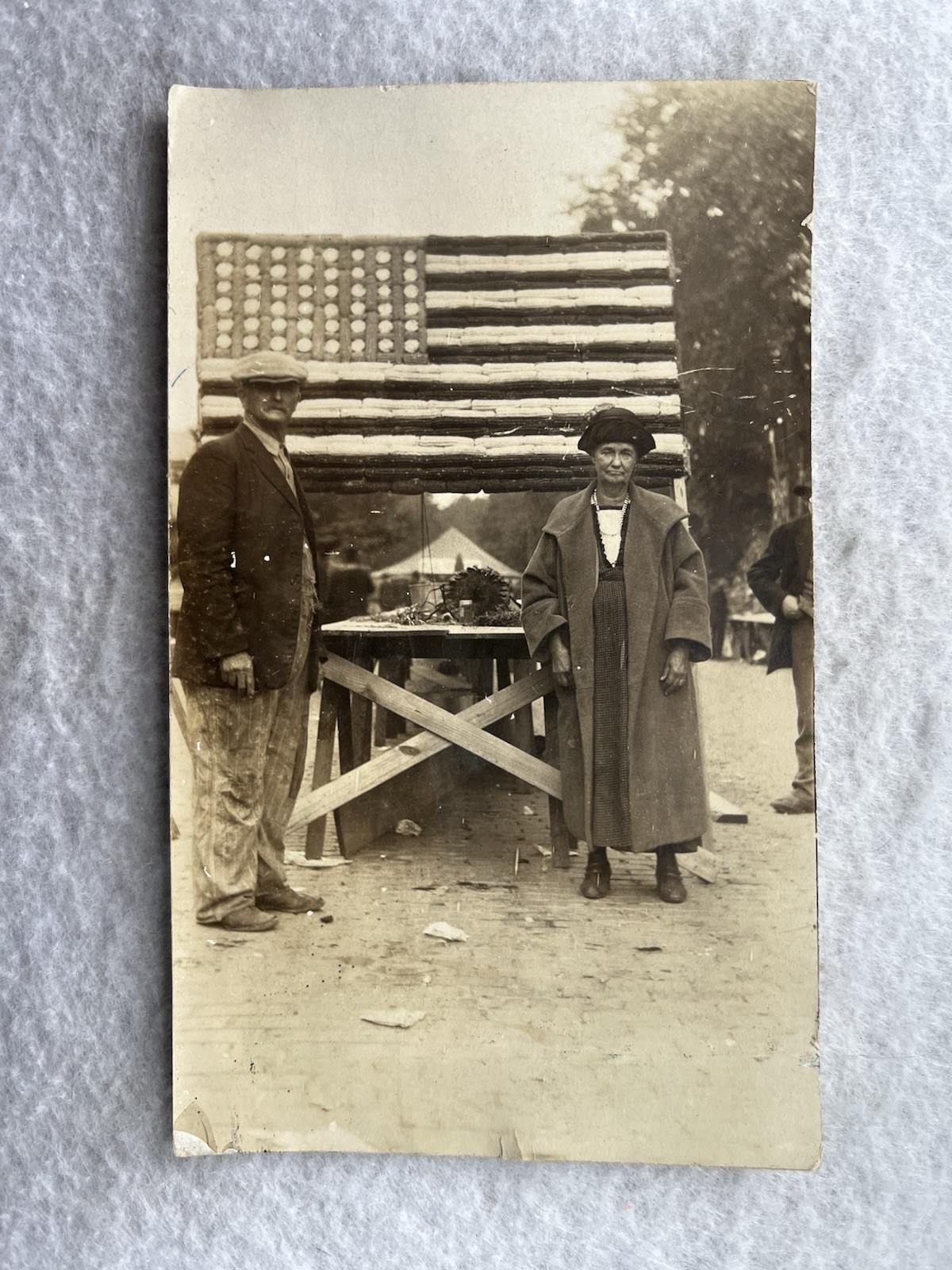 Goshen Indiana Man And Woman With United States Flag Made Of Ear Corn 1925 Real Photo Postcard