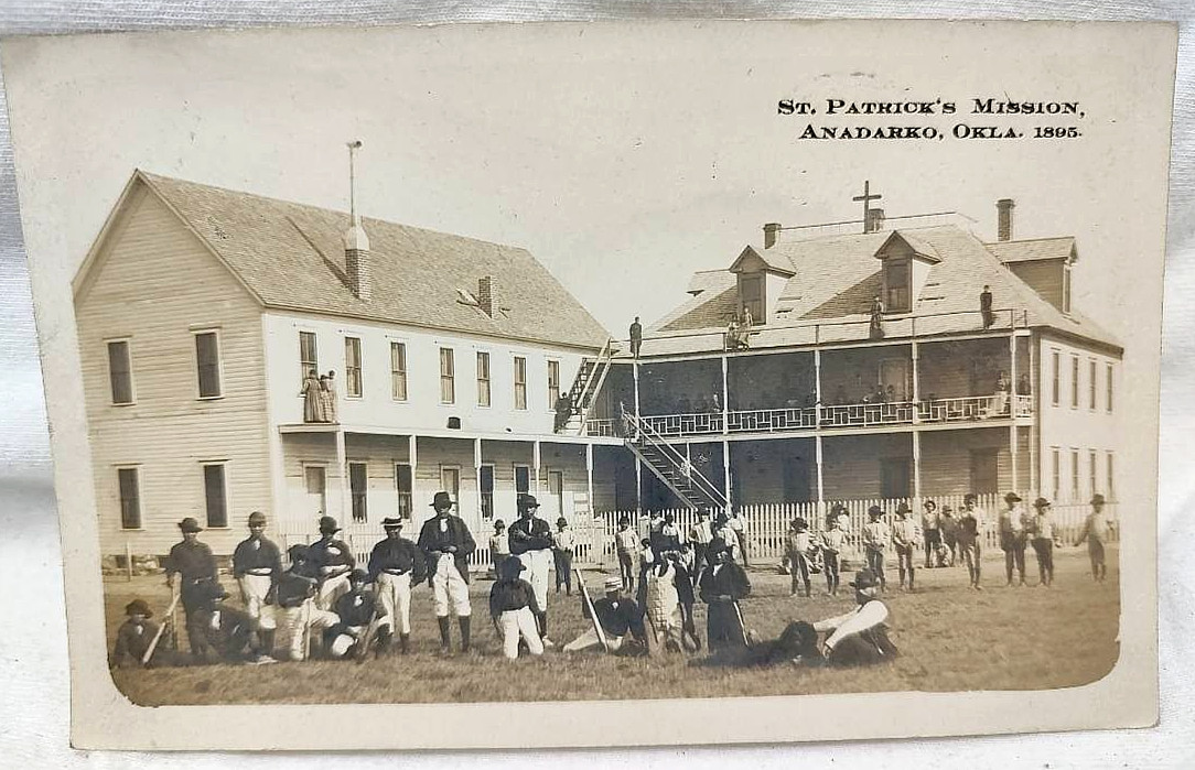 Anadarko Oklahoma St. Patrick's Kiowa and Comanche School Baseball Game 1909 Real Photo Postcard