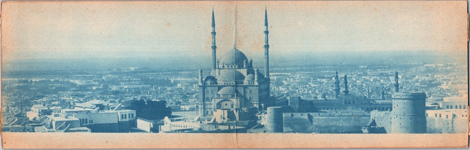 Cairo Egypt Birds Eye View Citadel Panorama 1899 Cyanotype Real Photo Postcard