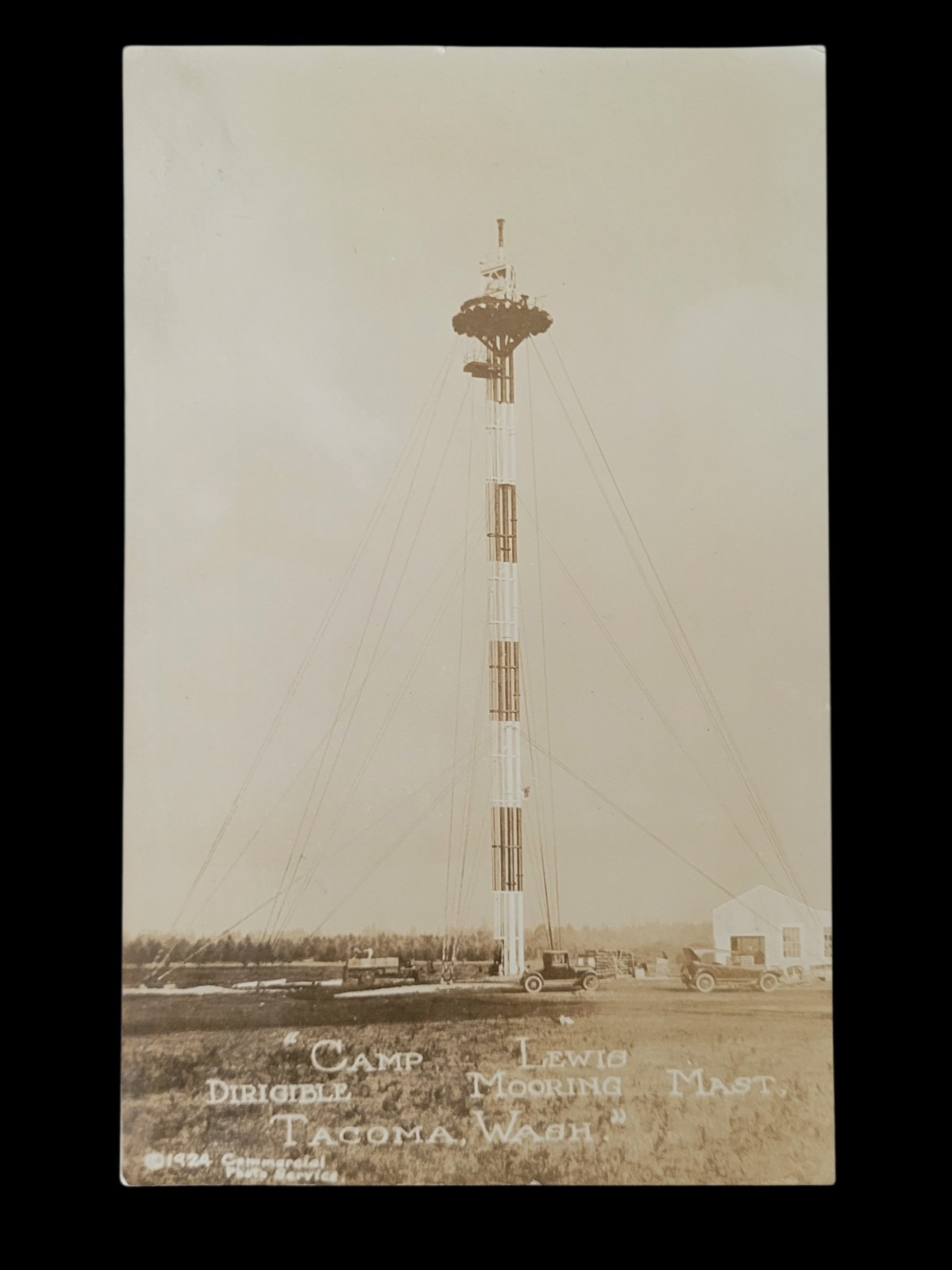 Tacoma Washington Camp Lewis Dirigible Mooring Mast For USS Shenandoah ZR-1 1924 Real Photo Postcard