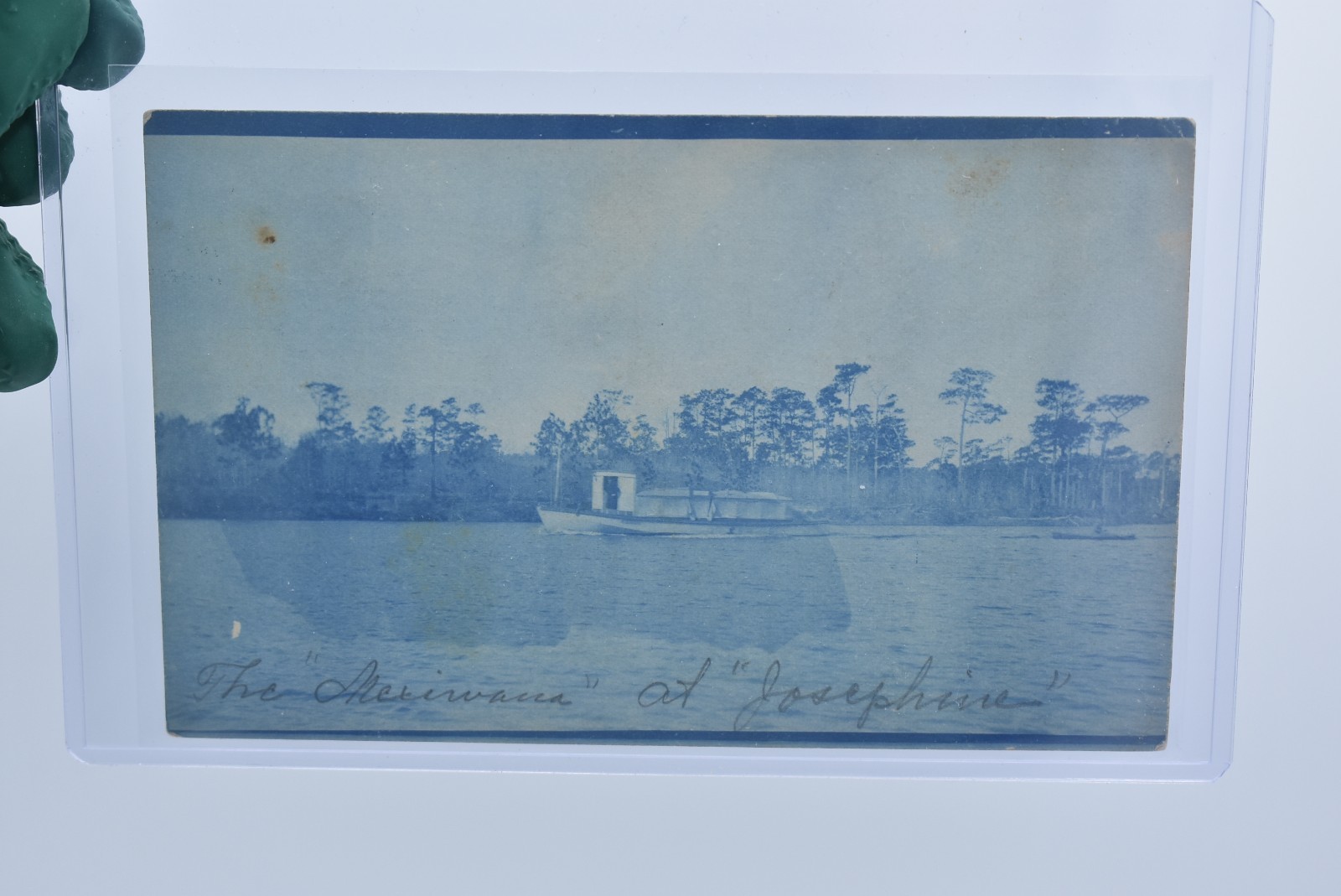 Magnolia Springs Alabama Boat Josephine 1909 Cyanotype Real Photo Postcard