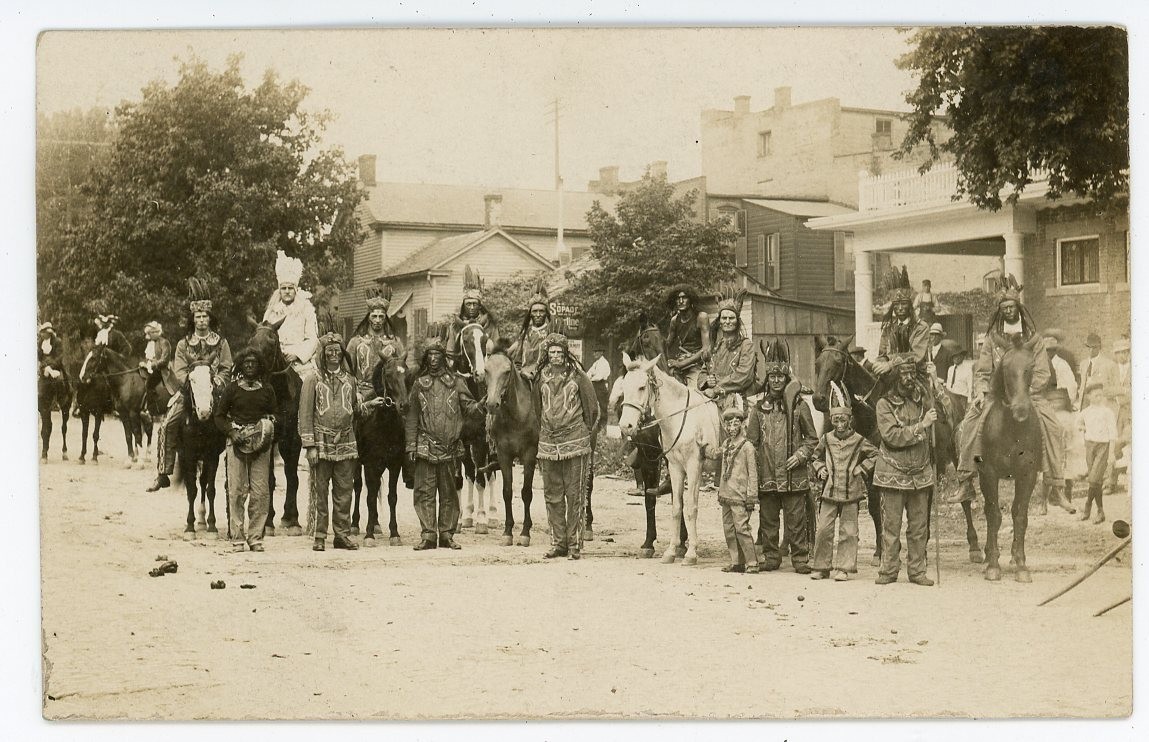Wild West Show Play Performers Indians Cowboys Real Photo Postcard