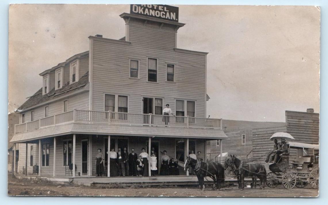 Okanogan Washington Hotel Okanogan 1909 Real Photo Postcard