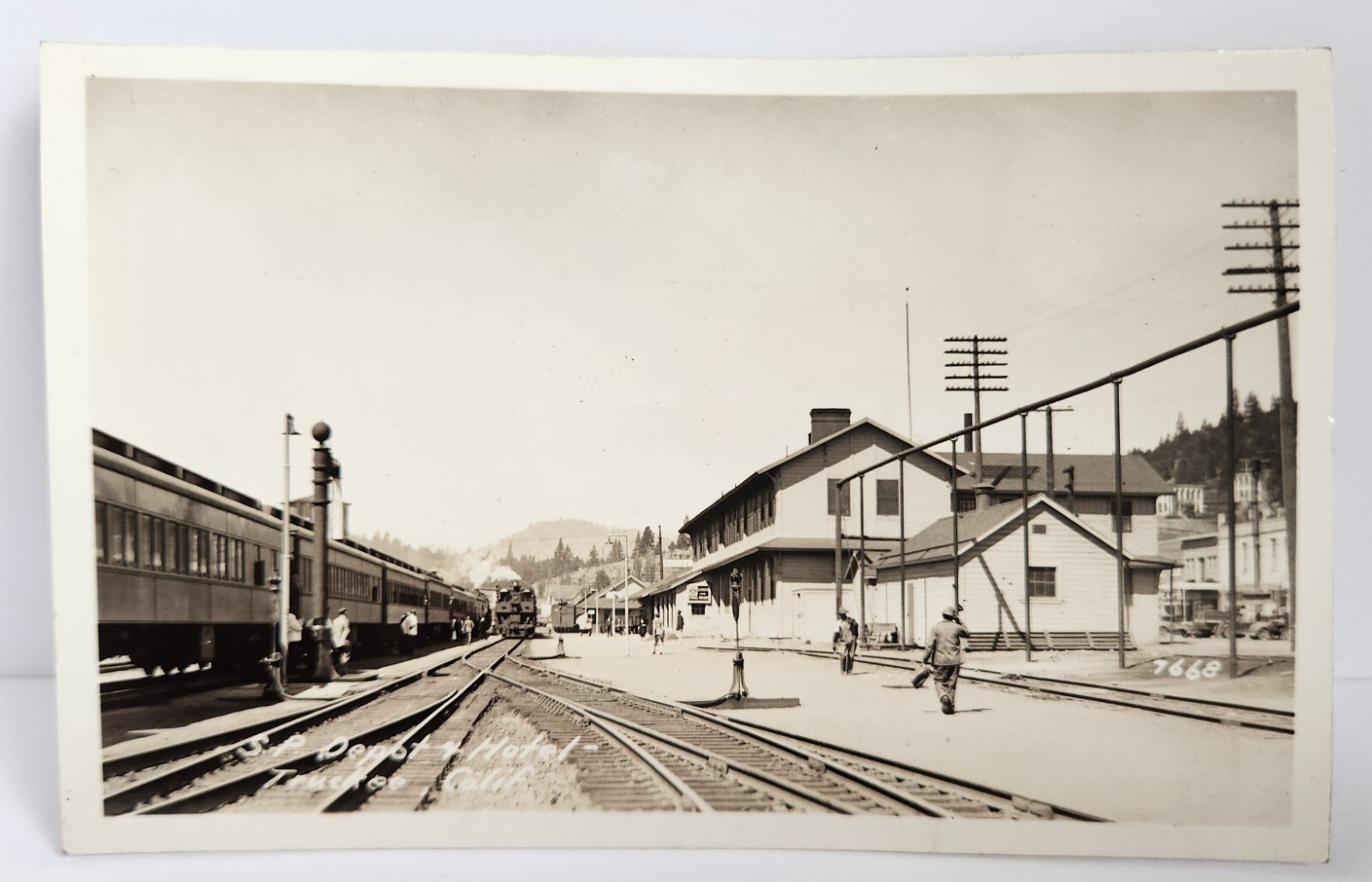 Truckee California Southern Pacific Railroad Depot And Hotel Real Photo Postcard