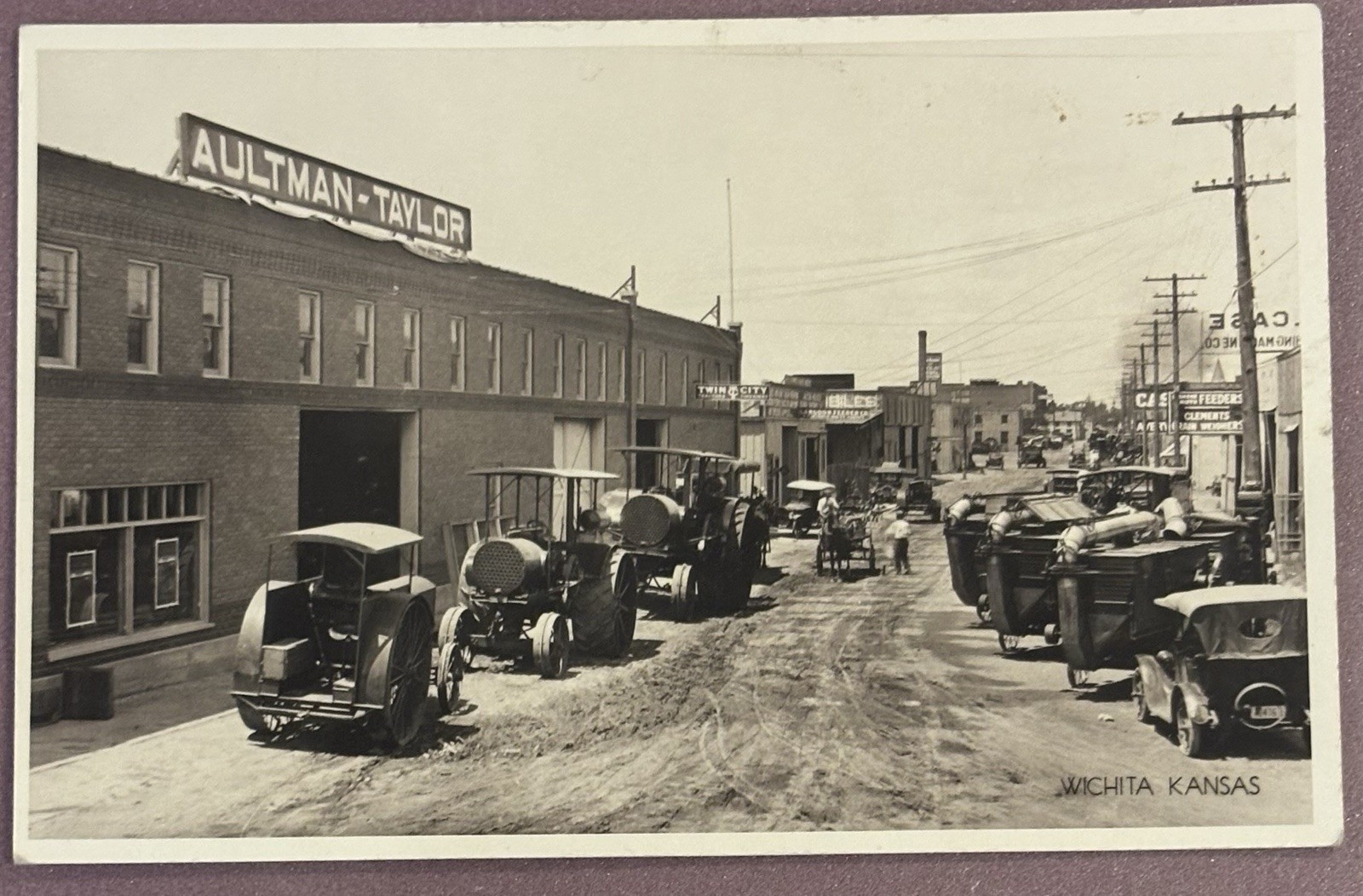 Wichita Kansas Aultman Taylor Case Twin City Tractor Real Photo Postcard