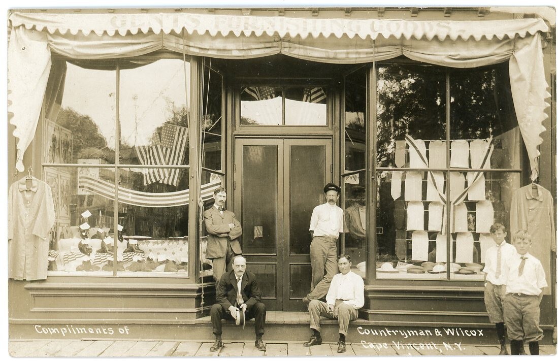 Cape Vincent New York Jefferson County Countryman & Wilcox Store Front Men & Boys Real Photo Postcard