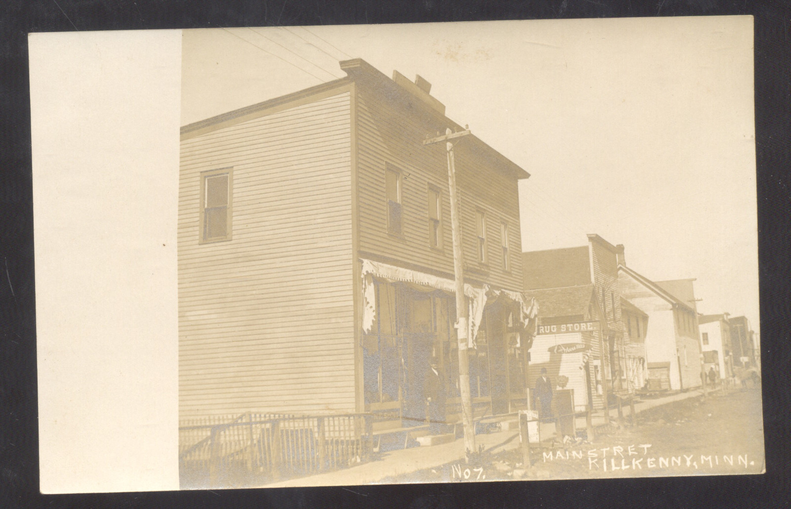 Killkenny Minnesota Downtown Street Scene Stores 1907 Real Photo Postcard