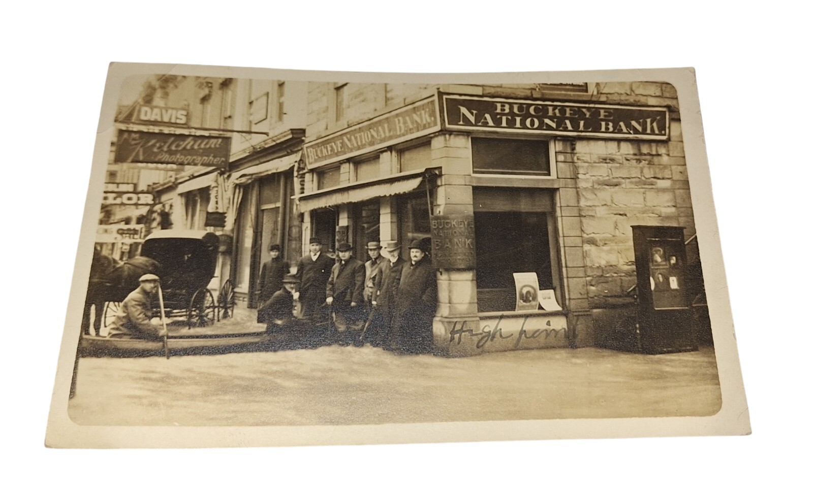 Ohio Flood Buckeye National Bank Buildings Ketchum Photography Real Photo Postcard
