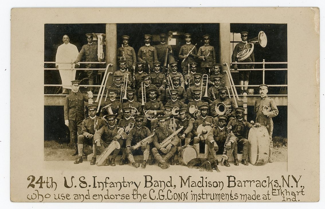 Sackets Harbor New York Buffalo Soldiers Black American 24th Infantry Band Connecticut I Real Photo Postcard