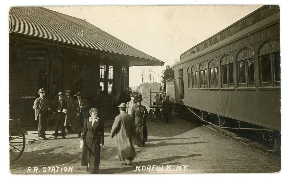 Norfolk St Lawrence County New York Railroad Station Depot Henry Beach Real Photo Postcard