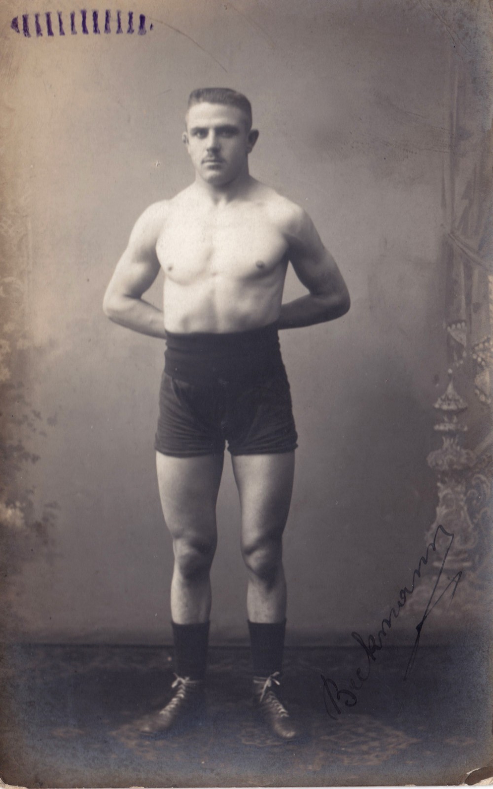 Shirtless Wrestler Real Photo Postcard