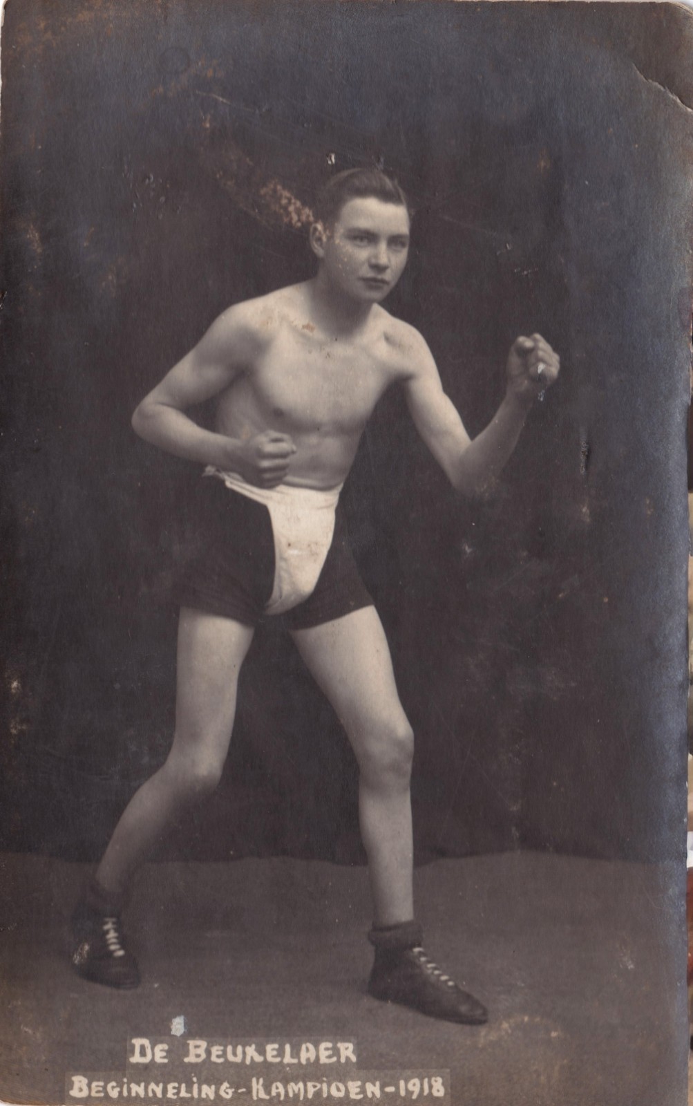 De Beukelaer Belgian Wrestler In Jockstrap 1918 Real Photo Postcard