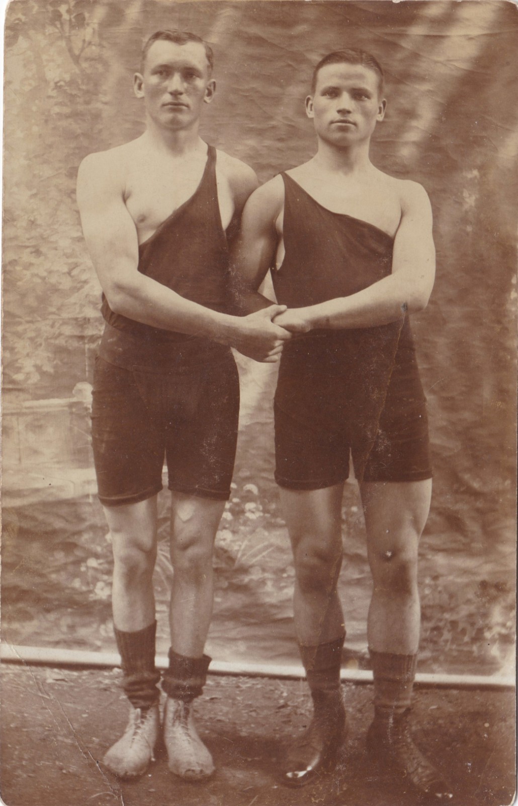 Gay Symmetrical Affection Off-the-Shoulder Outfits Real Photo Postcard