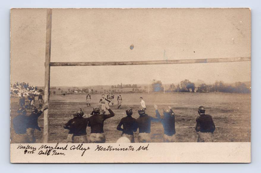 Westminster Western Maryland Football Field Goal Kick Real Photo Postcard