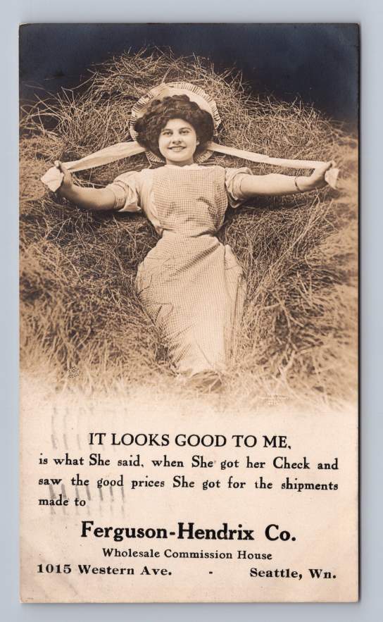 Seattle Ferguson-Hendrix Co. Apple Shipping Advertising 1912 Real Photo Postcard