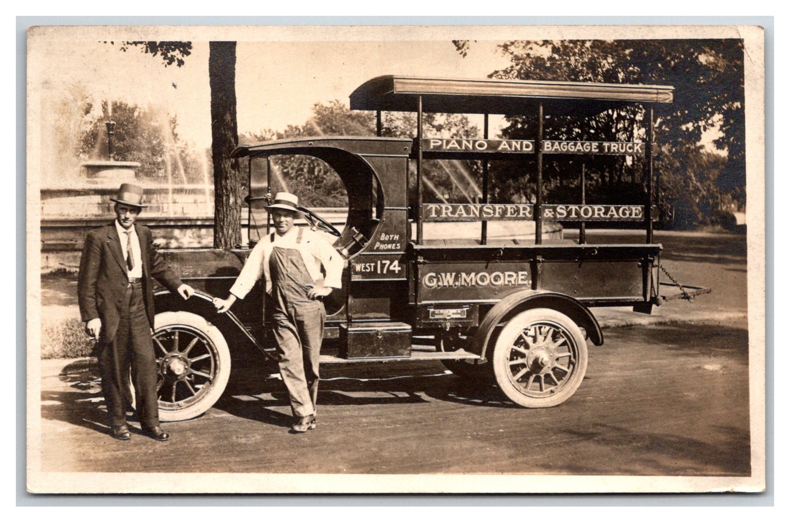 Ward Parkway Kansas City Early Delivery Truck "Piano & Baggage" Real Photo Postcard