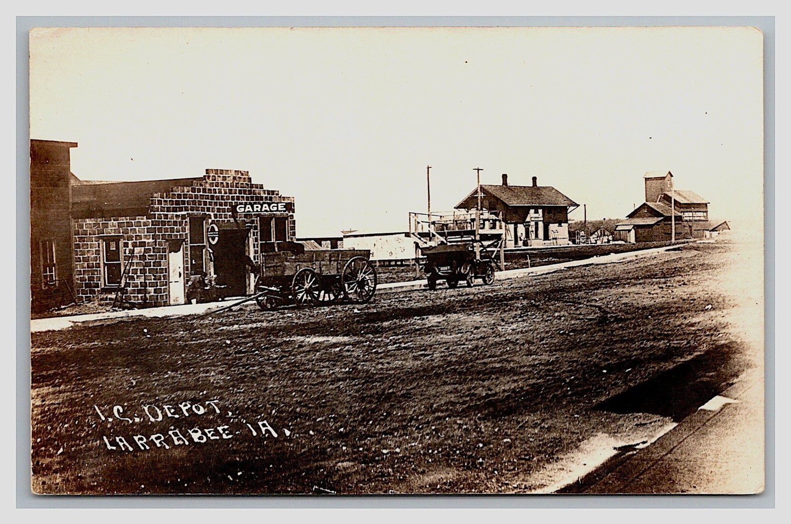 Larrabee Iowa Cherokee & Dakota Illinois Central Railroad Depot Real Photo Postcard