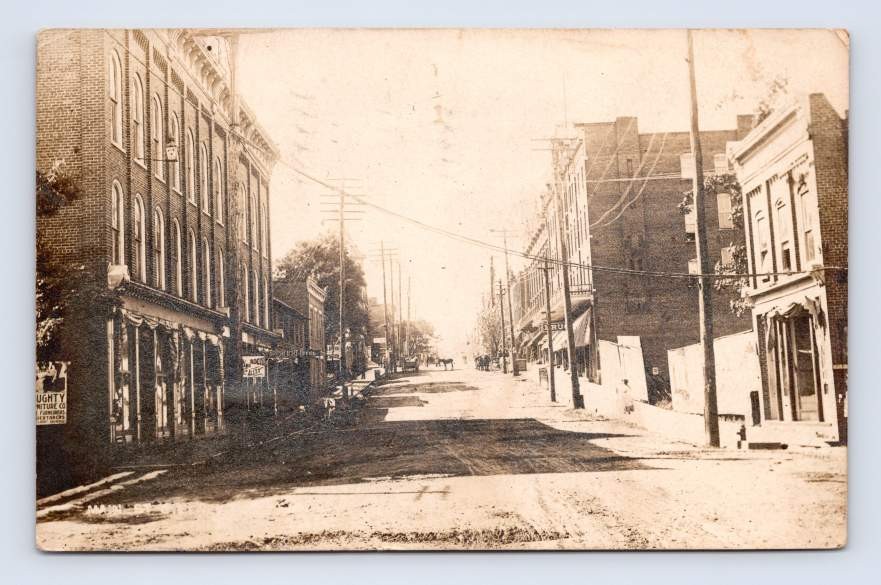 Greeneville Tennessee Church and Main Street 1910 Real Photo Postcard