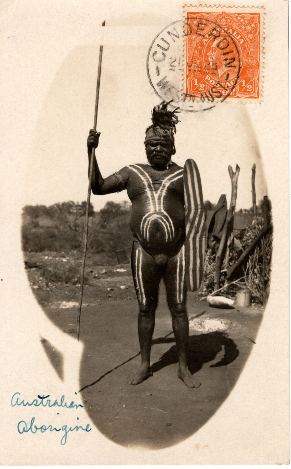 Western Australia Aboriginal Cunderdin to Italy 1928 Real Photo