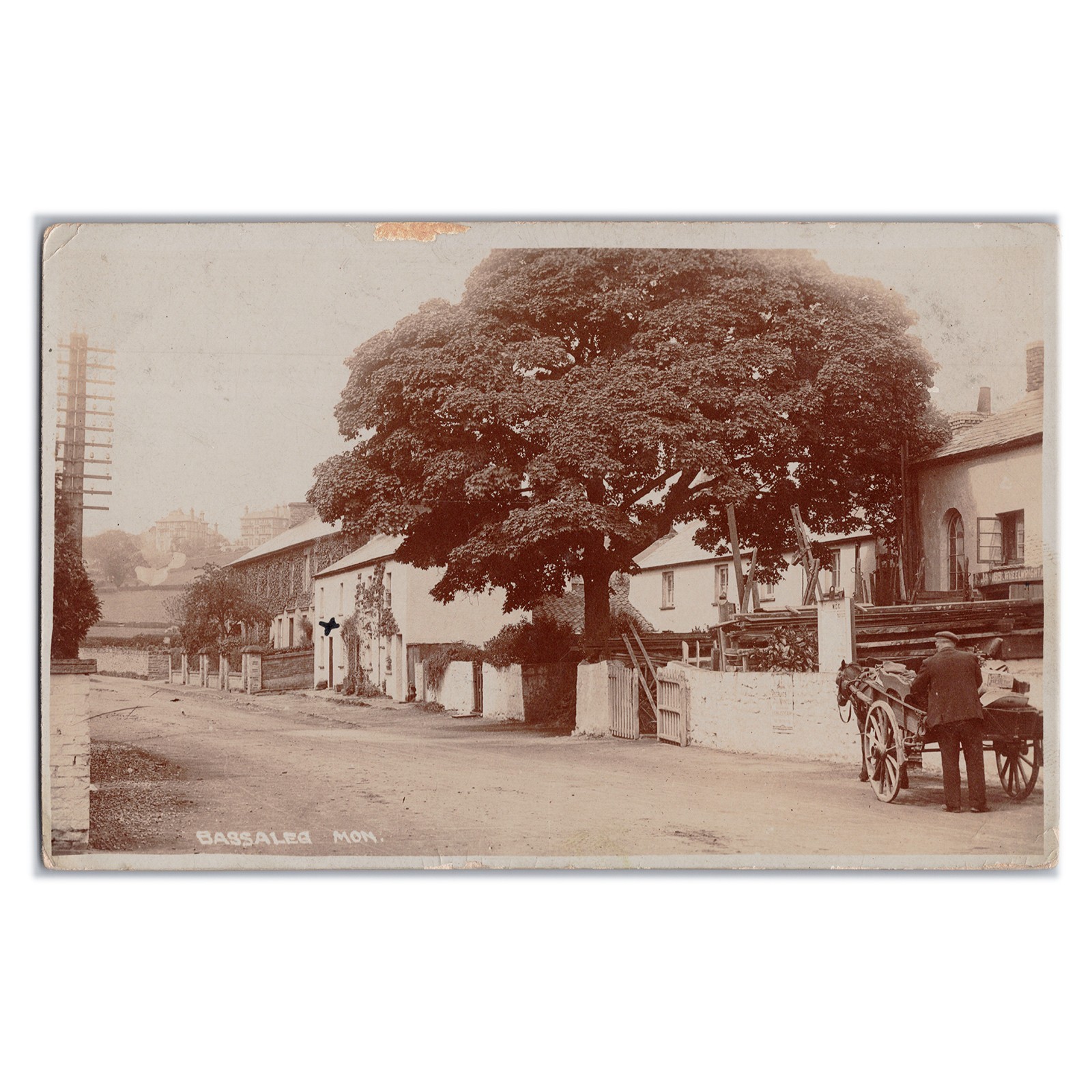 Bassaleg Monmouthshire Village Street Horse Cart Real Photo Postcard