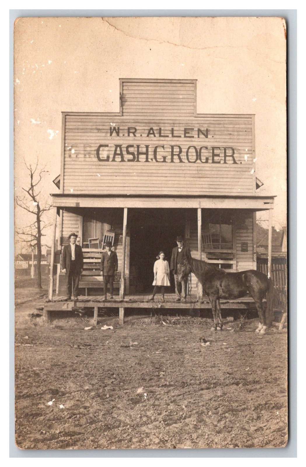 Denison Texas Allen Grocery Store Front 1031 W Crawford Street Real Photo Postcard
