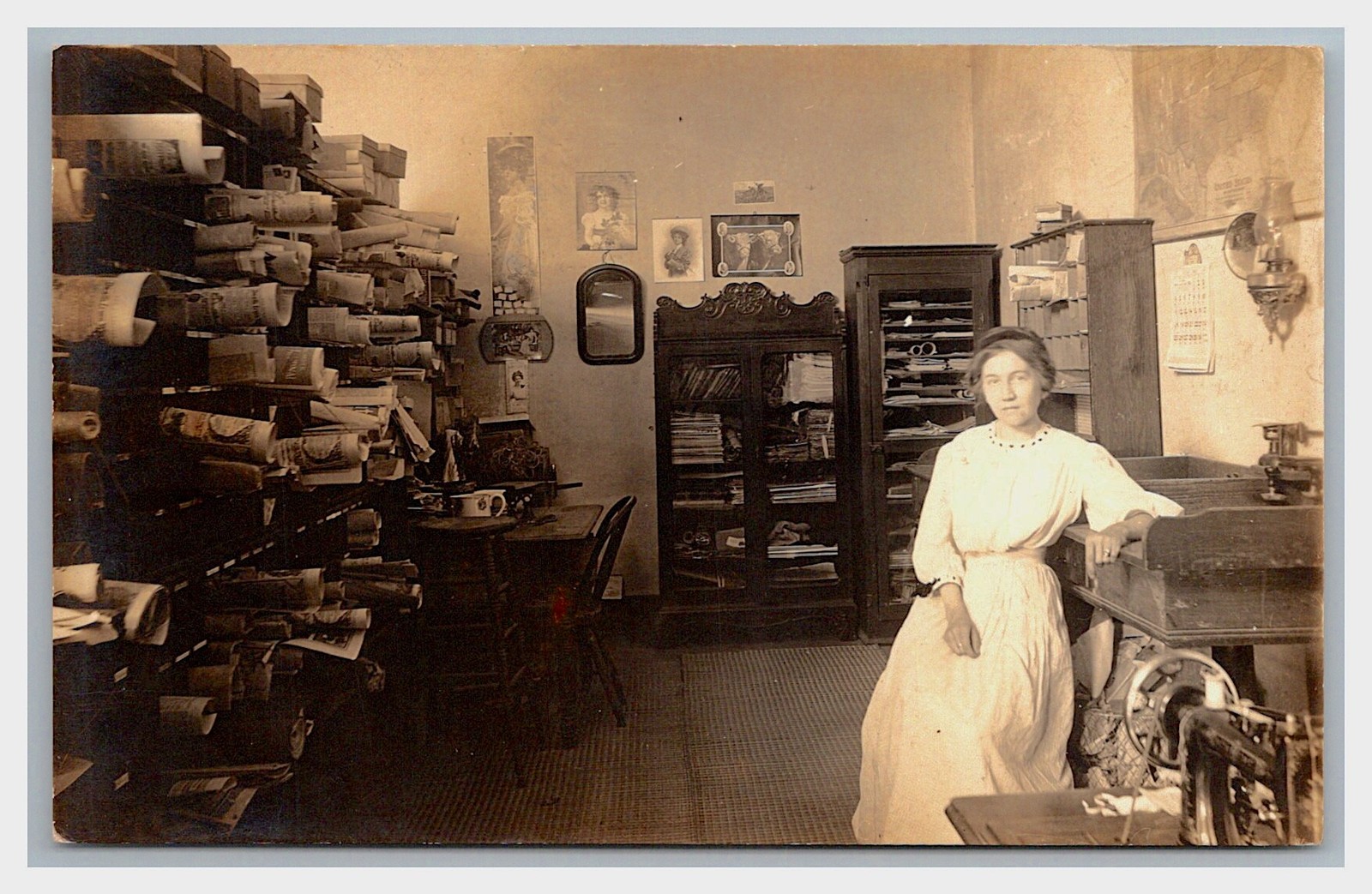**Input:** RPPC ~ POST OFFICE Interior ~ Office mail sorting Sewing maching Occupational

**Output:** Occupational Post Office Interior Mail Sorting Sewing Machine Real Photo Postcard